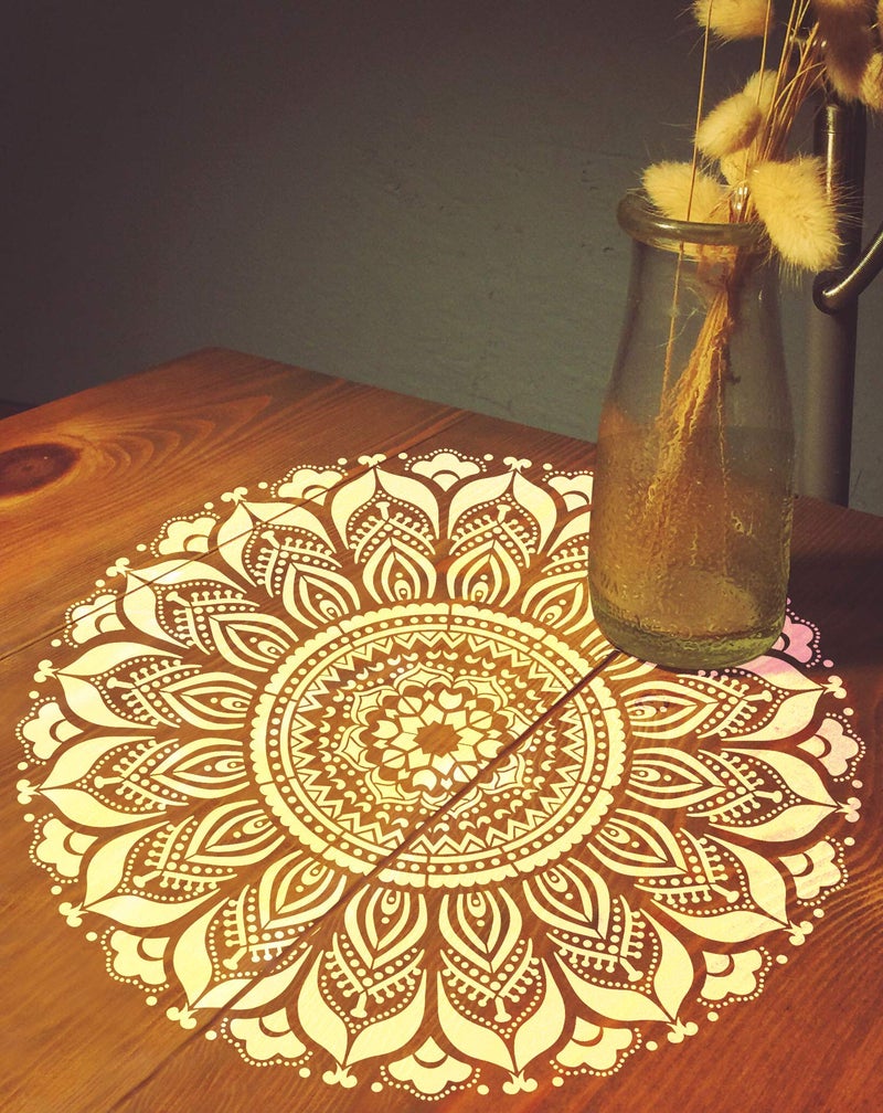 G GSS Designs GSS Designs Large Mandala Wall Decor Stencil (16x16 Inch) Yoga Studio Decor Mandala Art Painting Stencil for Wood Wall Furniture Floor Tiles Fabric Art Painting(SL-066) - Image 3